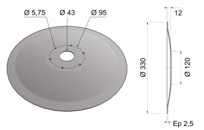 Concave Disc Blade Flat Center 330x2.5 D13 0001