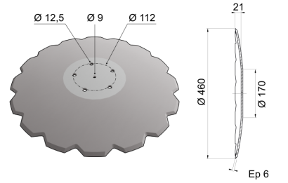 Concave Disc Blade Flat Center 460x6 D18 0004