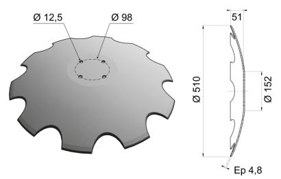 Concave Disc Blade Flat Center 510x4.8 D20 0010