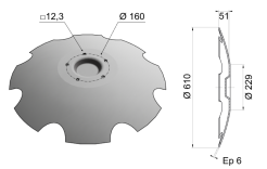 Concave Disc Blade Punched Center 610x6 D24 0023