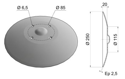 Concave Disc Blade Raised Center 250x2.5 D10 0001