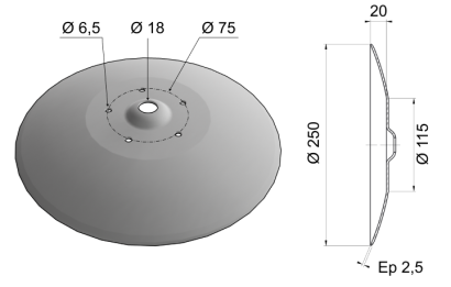 Concave Disc Blade Raised Center 250x2.5 D10 0002