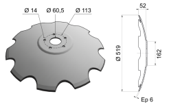Concave Disc Blade Raised Center 519x6 D20 0021