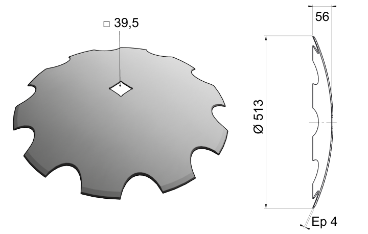 Concave Notch Disc Blade 513x4 D20 0012