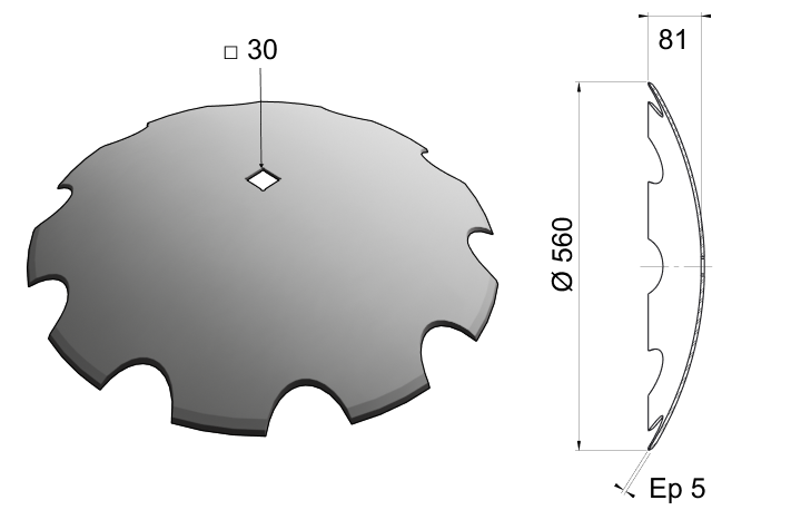 Concave Notch Disc Blade 560x5 D22 0005