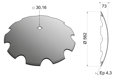 Concave Notch Disc Blade 562x4.3 D22 0007