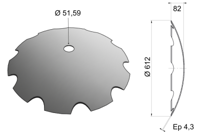 Concave Notch Disc Blade 612x4.3 D24 0029