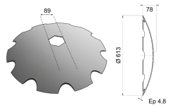Concave Notch Disc Blade 613x4.8 D24 0032