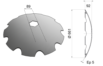 Concave Notch Disc Blade 661x5 D26 0041