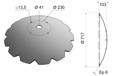 Concave Notch Disc Blade 717x6 D28 0022