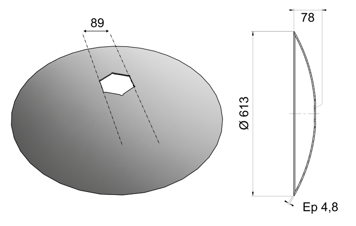 Concave Plain Disc Blade 613x4.8 D24 0031