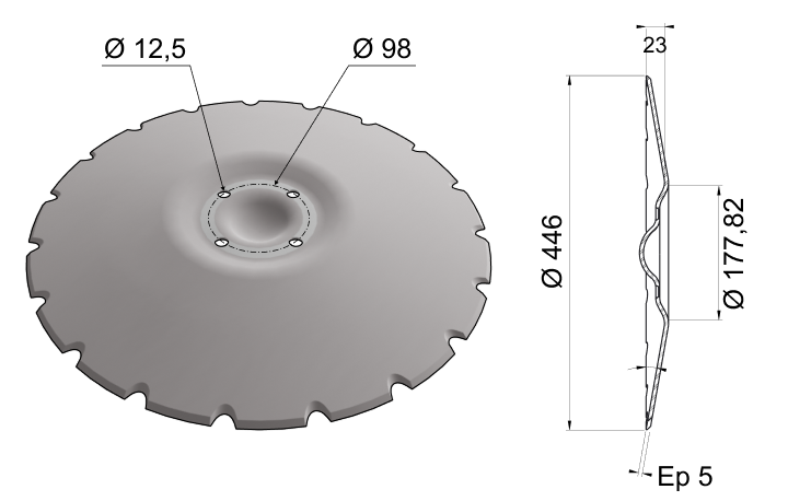 Conical Disc Blade 446x5 D18 0001