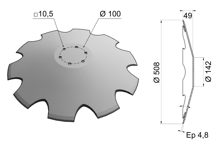 Conical Disc Blade 508x4.8 D20 0002
