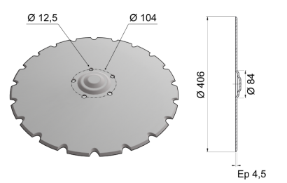 Flat Coulter Blade Raised Center 406x4.5 C16 0004