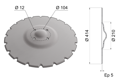 Flat Coulter Blade Raised Center 414x5 C16 0005