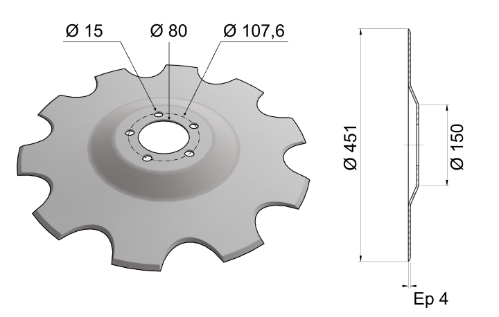 Flat Coulter Blade Raised Center 451x4 C18 0001
