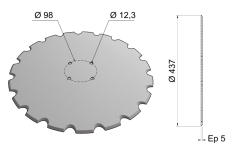 Flat Notch Coulter Blade 437x5 C17 0002