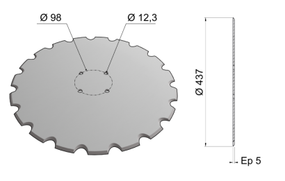 Flat Notch Coulter Blade 437x5 C17 0002