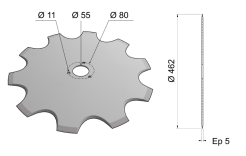 Flat Notch Coulter Blade 462x5 C18 0012