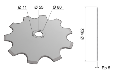 Flat Notch Coulter Blade 462x5 C18 0012