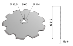 Flat Plain Coulter Blade 610x6 C24 0004