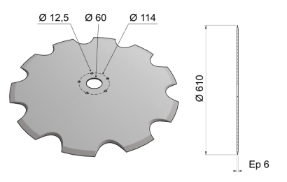 Flat Plain Coulter Blade 610x6 C24 0004
