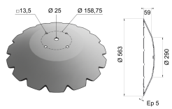V Cut Disc Blade 563x5 D22 0010