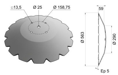 V Cut Disc Blade 563x5 D22 0010