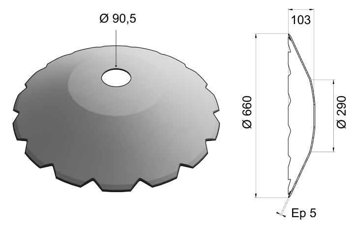 V Cut Disc Blade 660x5 D26 0020