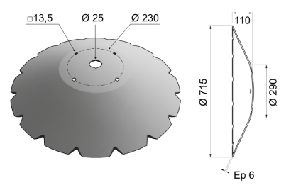 V Cut Disc Blade 715x6 D28 0016